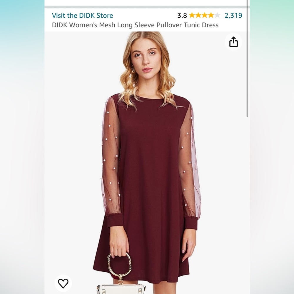 Never worn red/maroon dress with mesh pearl sleeves! Adorable!